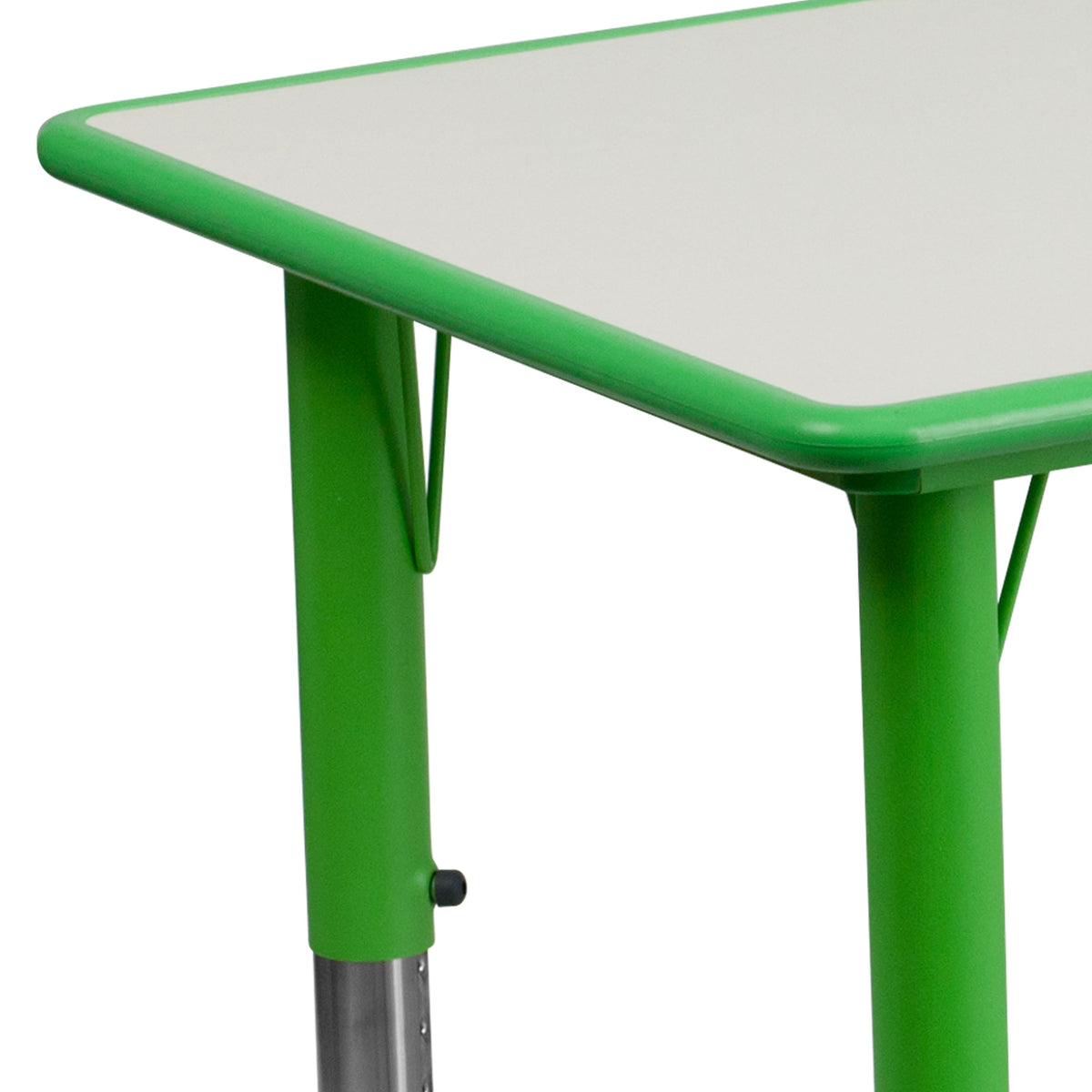 Flash Furniture YU-YCY-060-RECT-TBL-GREEN-GG 23.625"W x 47.25"L Rectangular Green Plastic Activity Table with Grey Top - View 7