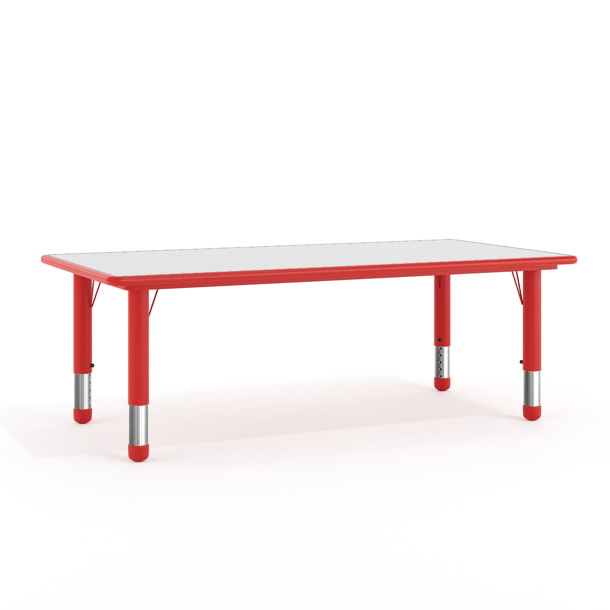 Flash Furniture YU-YCY-060-RECT-TBL-RED-GG 23.625"W x 47.25"L Rectangular Red Plastic Activity Table with Grey Top - Main view