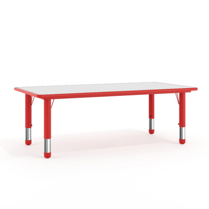 Flash Furniture YU-YCY-060-RECT-TBL-RED-GG 23.625"W x 47.25"L Rectangular Red Plastic Activity Table with Grey Top - Main view