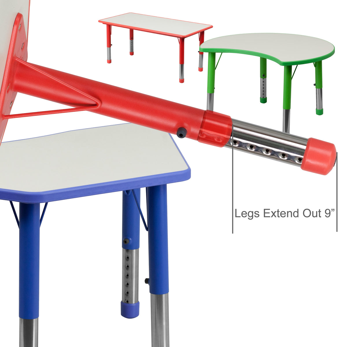 Flash Furniture YU-YCY-060-RECT-TBL-RED-GG 23.625"W x 47.25"L Rectangular Red Plastic Activity Table with Grey Top - View 4