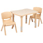 Flash Furniture YU-YCY-098-0032-RECT-TBL-NAT-GG 21.875"W x 26.625"L Rectangle Natural Plastic Activity Table Set with 2 Chairs - Main view