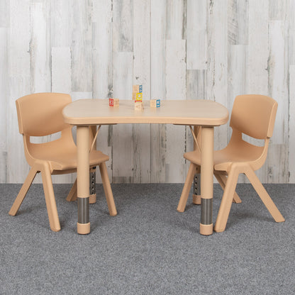 Flash Furniture YU-YCY-098-0032-RECT-TBL-NAT-GG 21.875"W x 26.625"L Rectangle Natural Plastic Activity Table Set with 2 Chairs - View 2