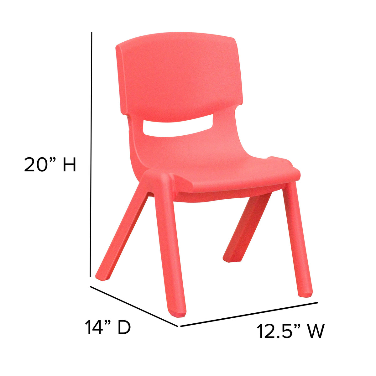 Flash Furniture YU-YCY-098-0032-RECT-TBL-RED-GG 21.875"W x 26.625"L Rectangular Red Plastic Activity Table Set with 2 Chairs - View 2