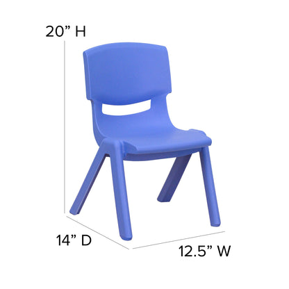 Flash Furniture YU-YCY-098-0034-RECT-TBL-BLUE-GG 21.875"W x 26.625"L Rectangular Blue Plastic Activity Table Set with 4 Chairs - View 2