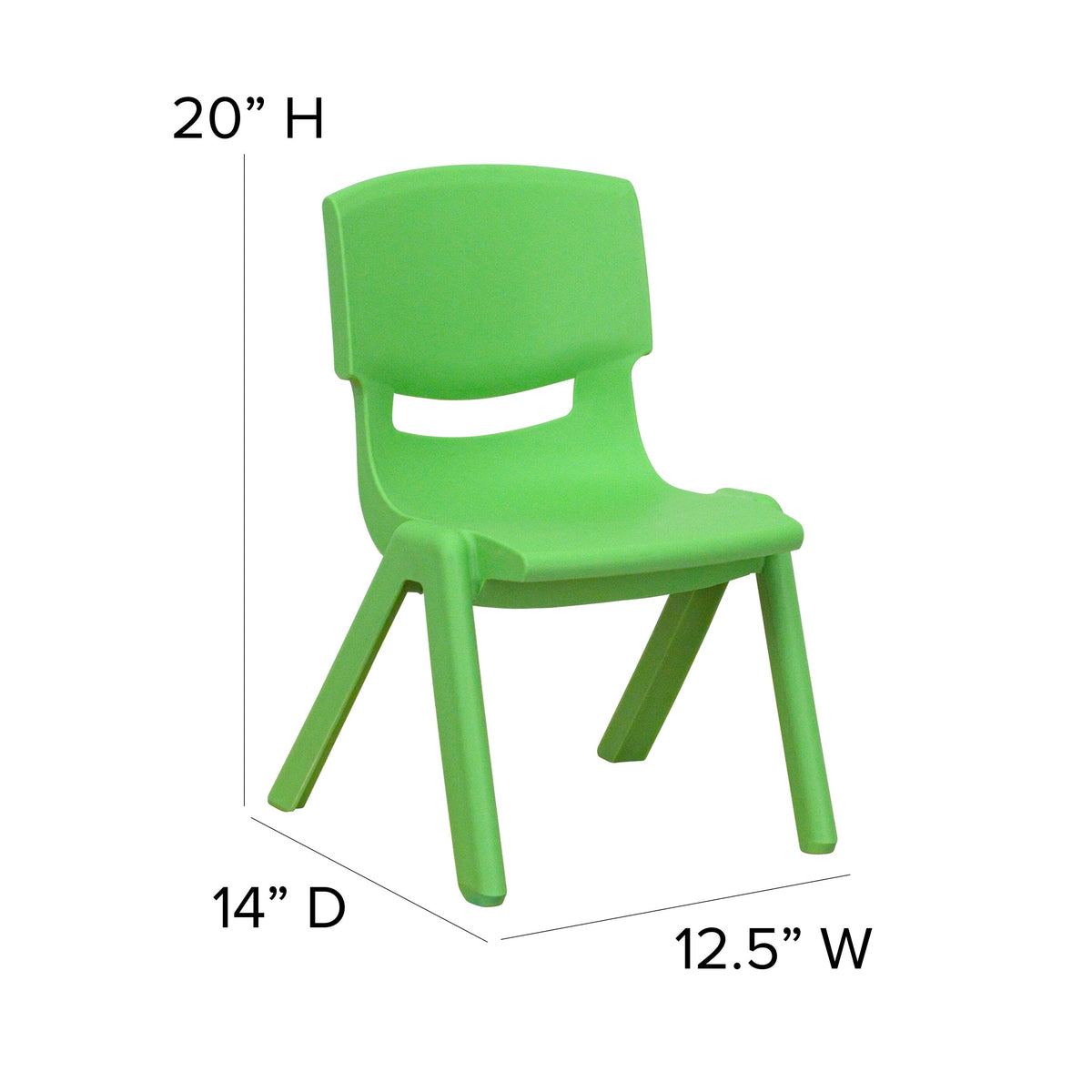Flash Furniture YU-YCY-098-0034-RECT-TBL-GREEN-GG 21.875"W x 26.625"L Rectangular Green Plastic Activity Table Set with 4 Chairs - View 2