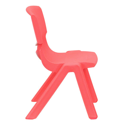 Flash Furniture YU-YCY-098-0034-RECT-TBL-RED-GG 21.875"W x 26.625"L Rectangular Red Plastic Activity Table Set with 4 Chairs - View 3