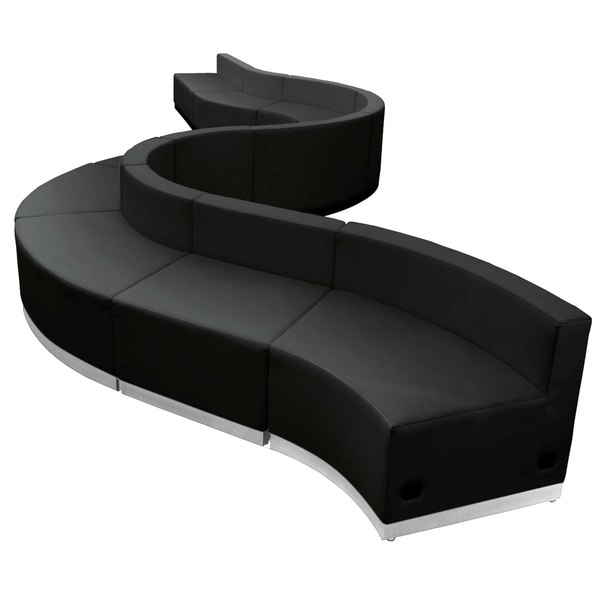 Flash Furniture ZB-803-400-SET-BK-GG 10 Pc Black LeatherSoft Modular Reception Configuration w/Taut Back &Seat - Main view
