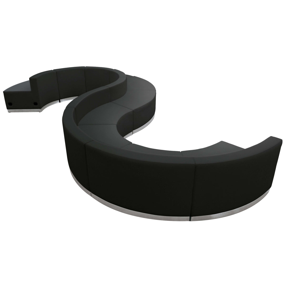 Flash Furniture ZB-803-420-SET-BK-GG 9 PC Black LeatherSoft Modular Reception Configuration w/Taut Back &Seat - Main view