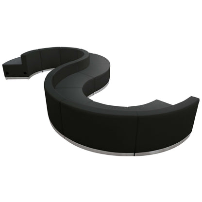 Flash Furniture ZB-803-420-SET-BK-GG 9 PC Black LeatherSoft Modular Reception Configuration w/Taut Back &Seat - Main view