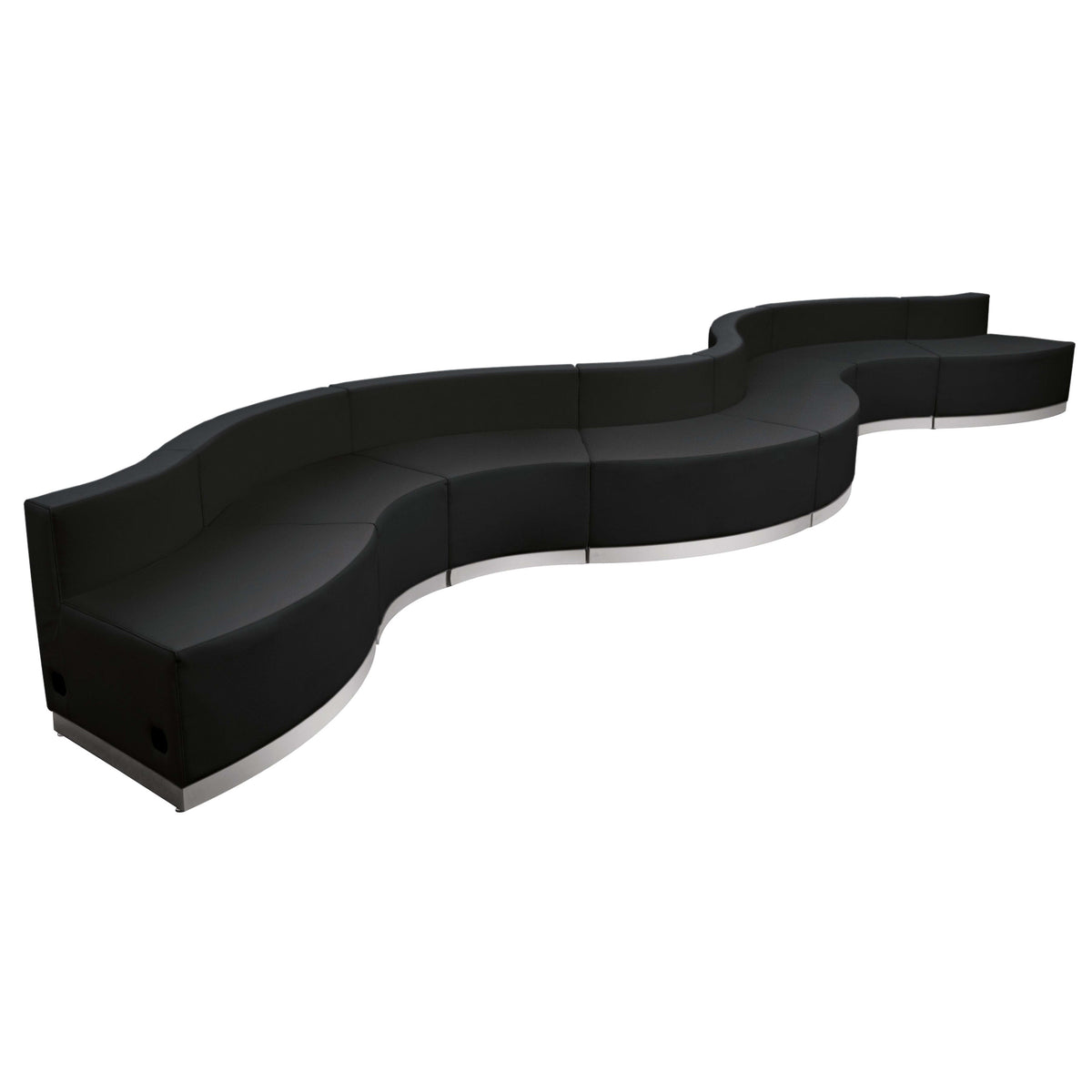 Flash Furniture ZB-803-430-SET-BK-GG 8 PC Black LeatherSoft Modular Reception Configuration w/Taut Back &Seat - Main view