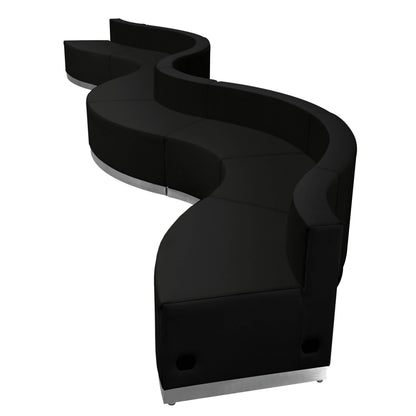 Flash Furniture ZB-803-430-SET-BK-GG 8 PC Black LeatherSoft Modular Reception Configuration w/Taut Back &Seat - View 5