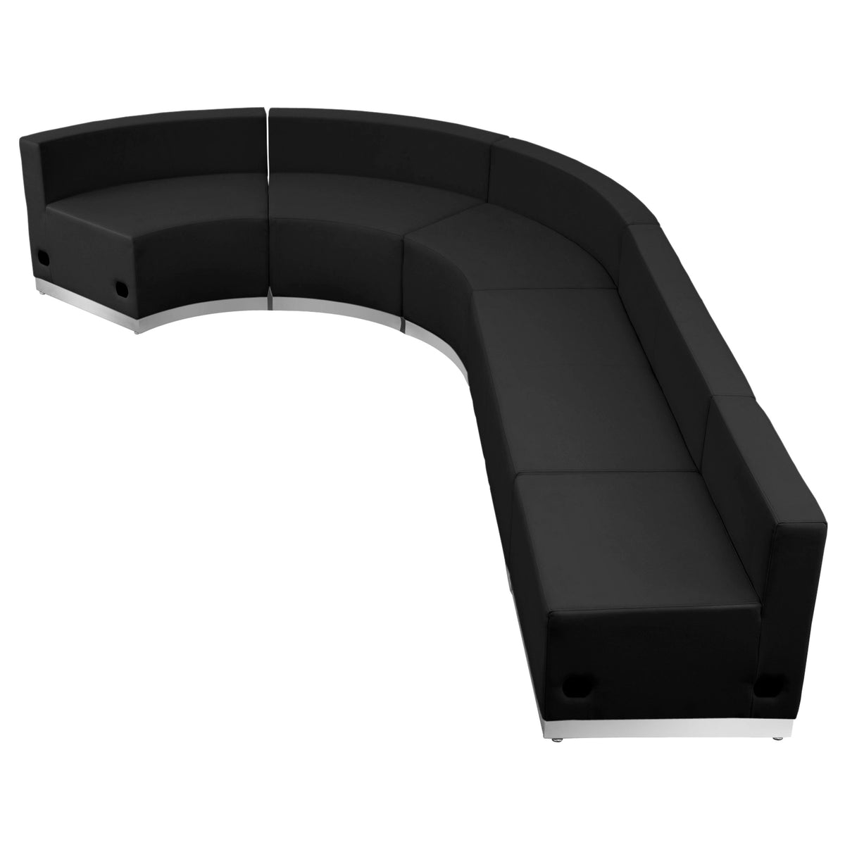 Flash Furniture ZB-803-470-SET-BK-GG 5 PC Black LeatherSoft Modular Reception Configuration w/Taut Back &Seat - Main view