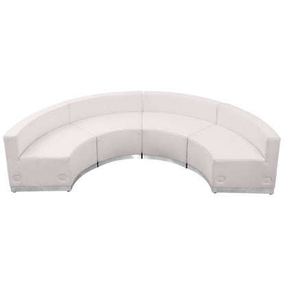 Flash Furniture ZB-803-480-SET-WH-GG 4 PC White LeatherSoft Modular Reception Configuration w/Taut Back &Seat (Melrose White) - Main view