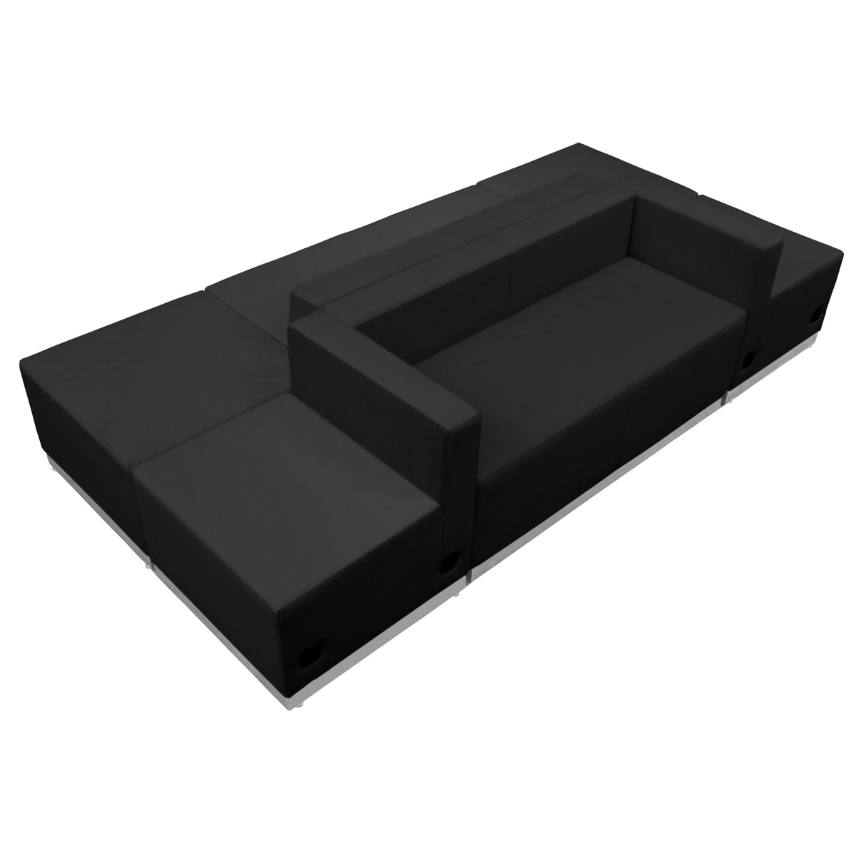 Flash Furniture ZB-803-500-SET-BK-GG 6 PC Black LeatherSoft Modular Reception Configuration w/Taut Back &Seat - Main view