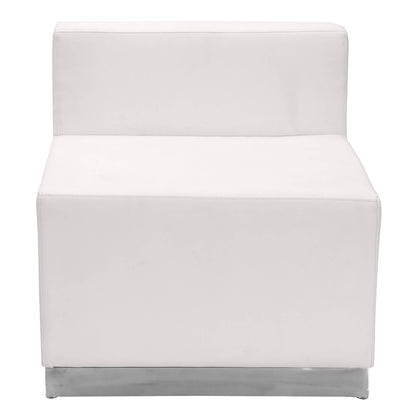 Flash Furniture ZB-803-530-SET-WH-GG 8 PC White LeatherSoft Modular Reception Configuration w/Taut Back &Seat (Melrose White) - View 3