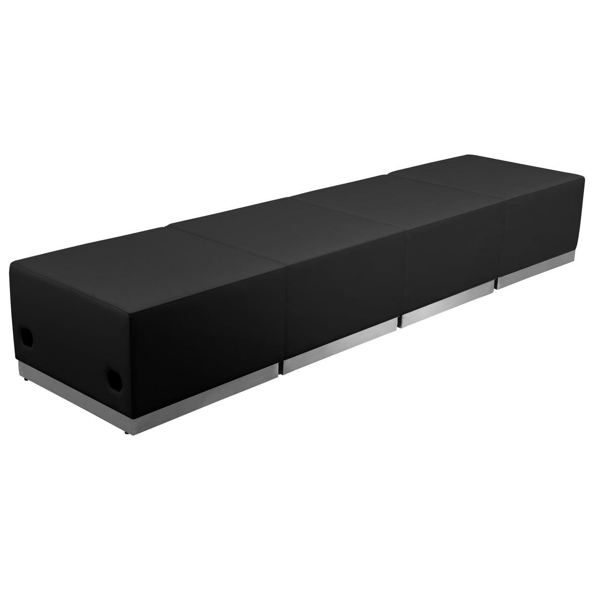 Flash Furniture ZB-803-540-SET-BK-GG 4 PC Black LeatherSoft Modular Reception Configuration w/Taut Back &Seat - Main view