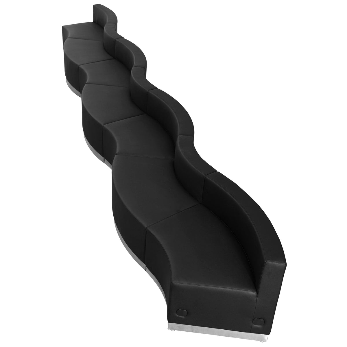 Flash Furniture ZB-803-550-SET-BK-GG 7 PC Black LeatherSoft Modular Reception Configuration w/Taut Back &Seat - Main view