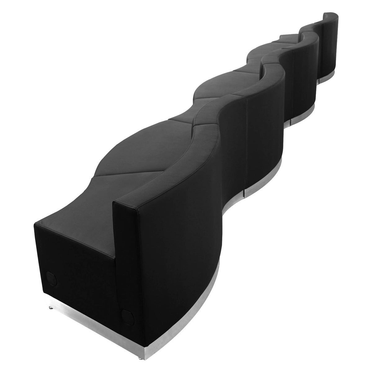 Flash Furniture ZB-803-550-SET-BK-GG 7 PC Black LeatherSoft Modular Reception Configuration w/Taut Back &Seat - View 3