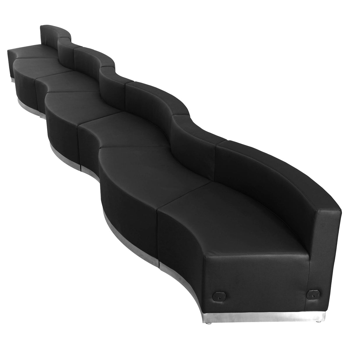 Flash Furniture ZB-803-550-SET-BK-GG 7 PC Black LeatherSoft Modular Reception Configuration w/Taut Back &Seat - View 6