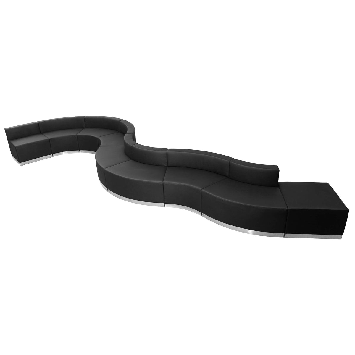 Flash Furniture ZB-803-560-SET-BK-GG 9 PC Black LeatherSoft Modular Reception Configuration w/Taut Back &Seat - View 7