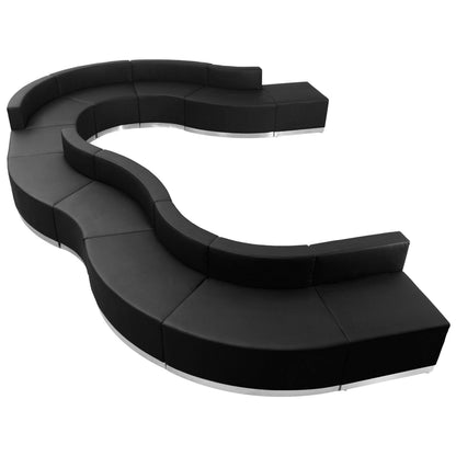 Flash Furniture ZB-803-570-SET-BK-GG 11 PC Black LeatherSoft Modular Reception Configuration w/Taut Back &Seat - Main view