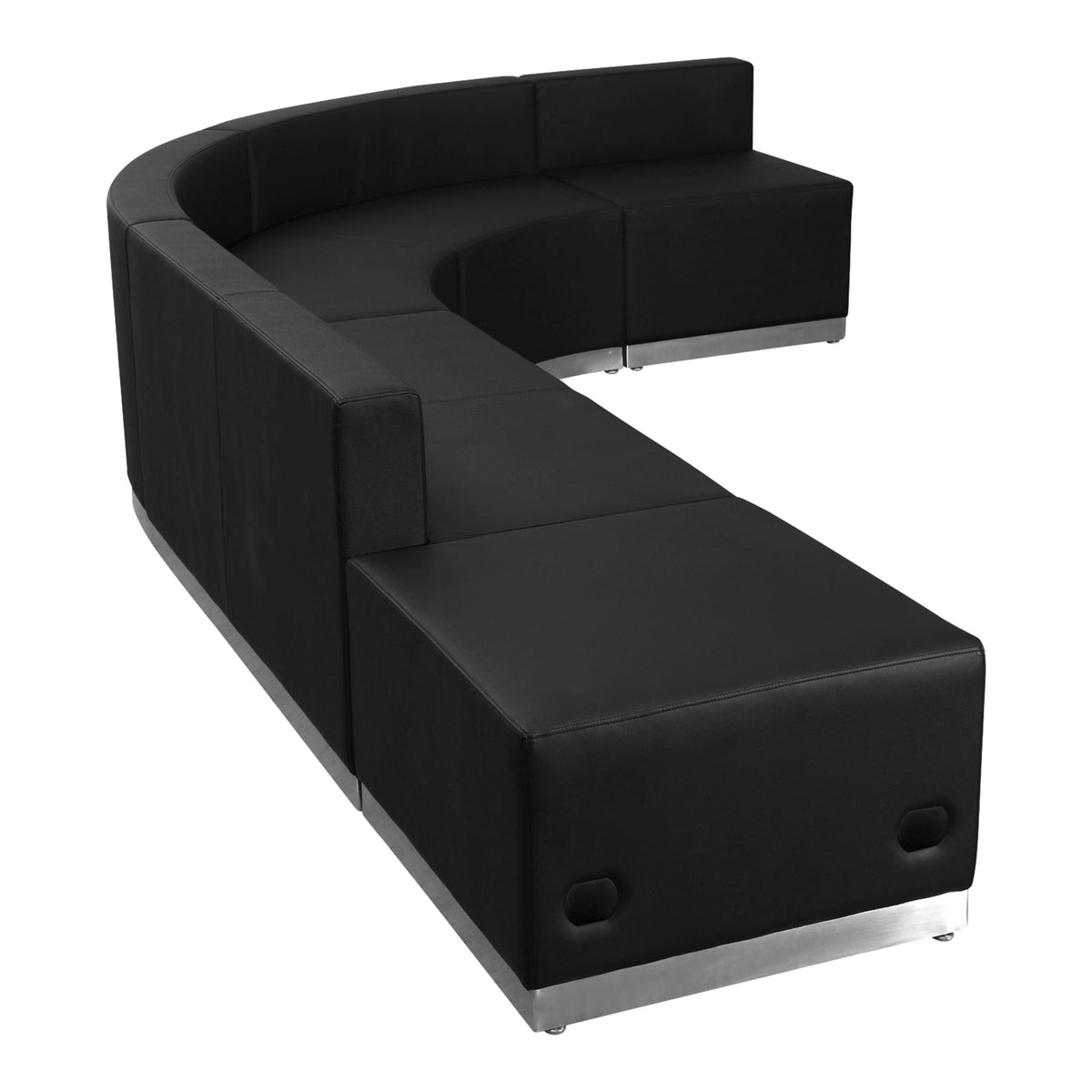 Flash Furniture ZB-803-610-SET-BK-GG 5 PC Black LeatherSoft Modular Reception Configuration w/Taut Back &Seat - Main view
