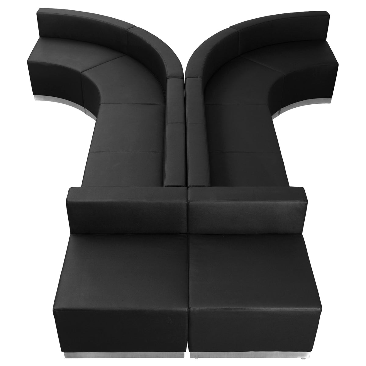 Flash Furniture ZB-803-620-SET-BK-GG 8 PC Black LeatherSoft Modular Reception Configuration w/Taut Back &Seat - Main view