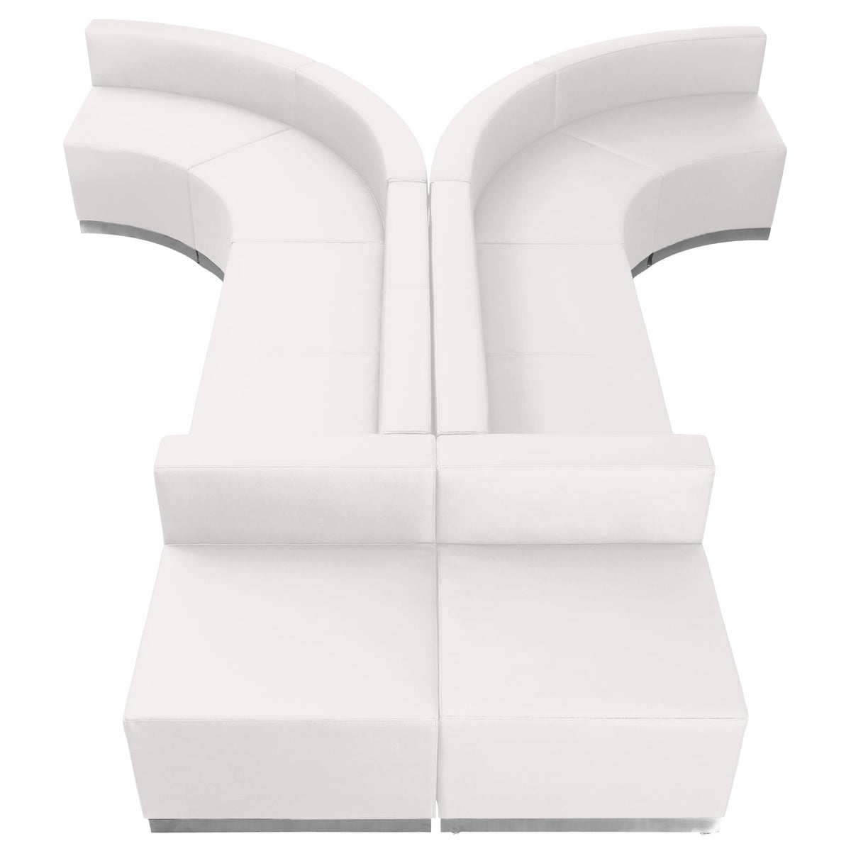 Flash Furniture ZB-803-620-SET-WH-GG 8 PC White LeatherSoft Modular Reception Configuration w/Taut Back &Seat (Melrose White) - Main view