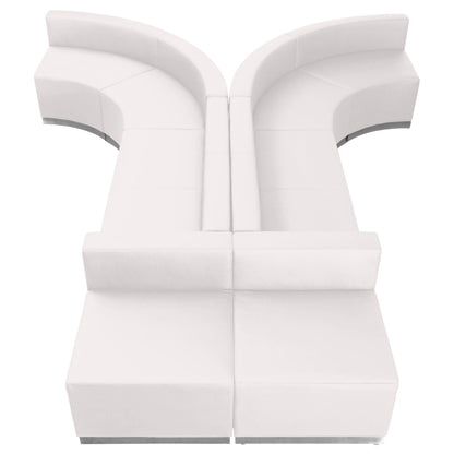 Flash Furniture ZB-803-620-SET-WH-GG 8 PC White LeatherSoft Modular Reception Configuration w/Taut Back &Seat (Melrose White) - Main view