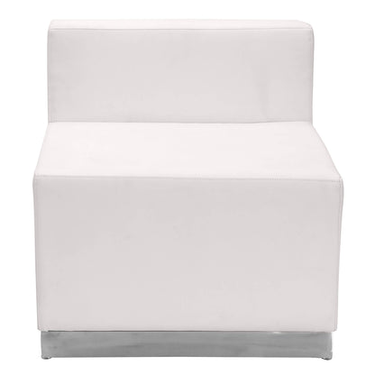Flash Furniture ZB-803-620-SET-WH-GG 8 PC White LeatherSoft Modular Reception Configuration w/Taut Back &Seat (Melrose White) - View 3