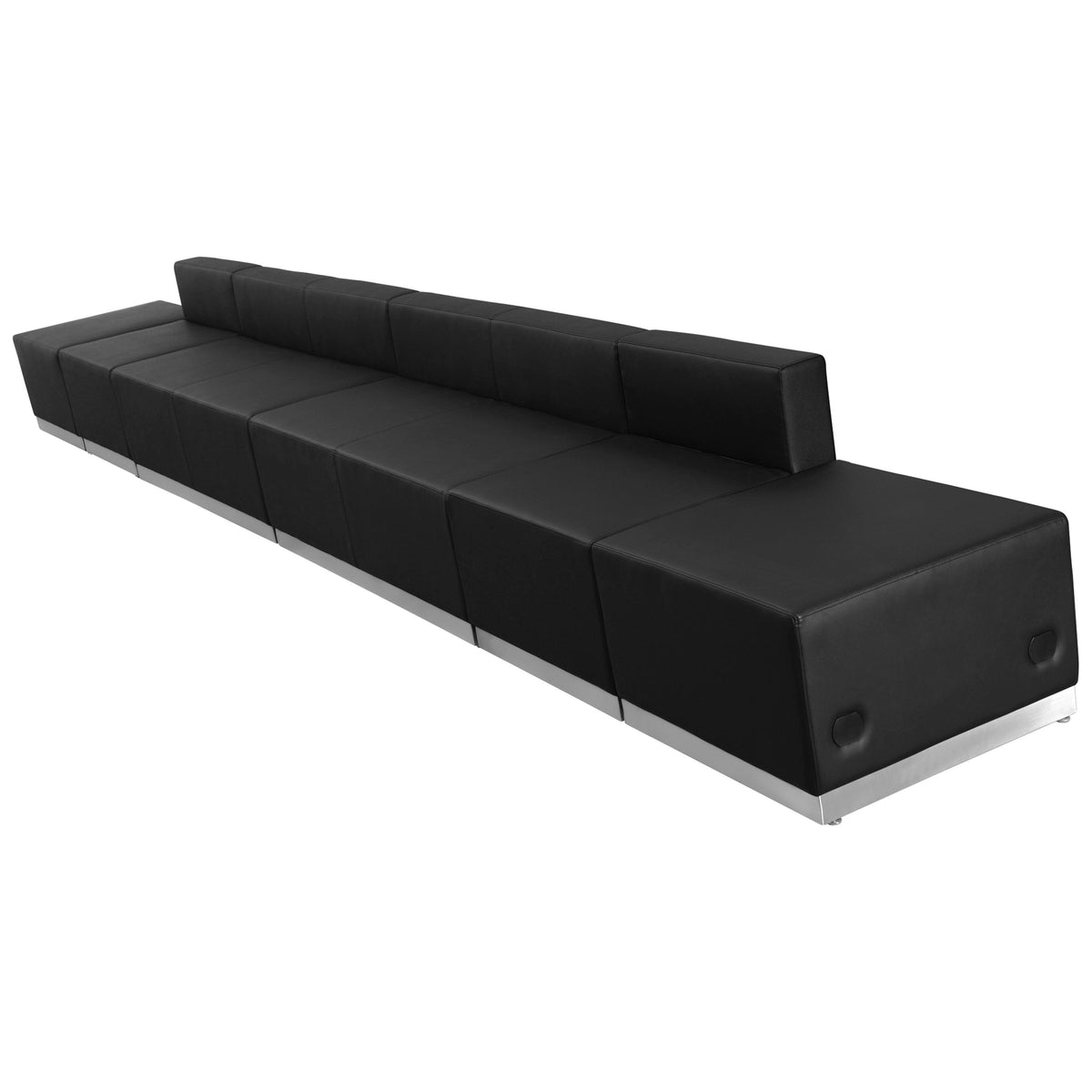 Flash Furniture ZB-803-640-SET-BK-GG 6 PC Black LeatherSoft Modular Reception Configuration w/Taut Back &Seat - Main view
