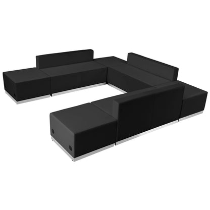 Flash Furniture ZB-803-660-SET-BK-GG 7 PC Black LeatherSoft Modular Reception Configuration w/Taut Back &Seat - View 5