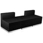 Flash Furniture ZB-803-670-SET-BK-GG 3 PC Black LeatherSoft Modular Reception Configuration w/Taut Back &Seat - Main view