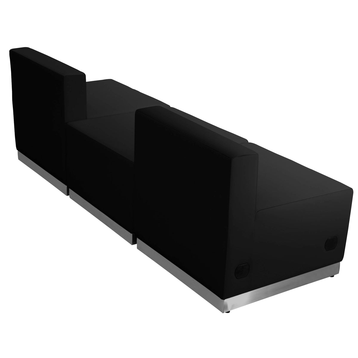 Flash Furniture ZB-803-670-SET-BK-GG 3 PC Black LeatherSoft Modular Reception Configuration w/Taut Back &Seat - View 3