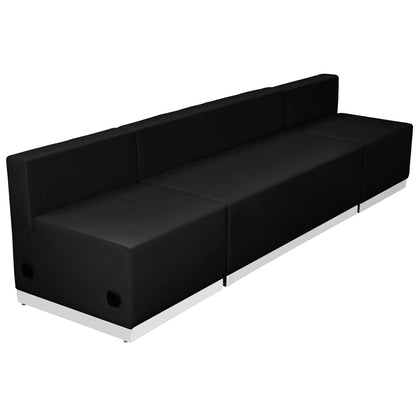 Flash Furniture ZB-803-680-SET-BK-GG 3 PC Black LeatherSoft Modular Reception Configuration w/Taut Back &Seat - Main view