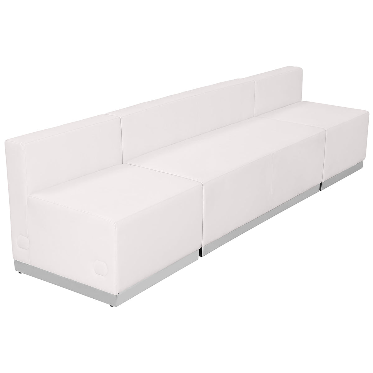 Flash Furniture ZB-803-680-SET-WH-GG 3 PC White LeatherSoft Modular Reception Configuration w/Taut Back &Seat (Melrose White) - Main view