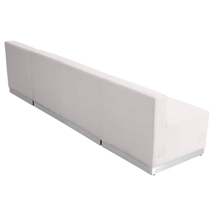 Flash Furniture ZB-803-680-SET-WH-GG 3 PC White LeatherSoft Modular Reception Configuration w/Taut Back &Seat (Melrose White) - View 3