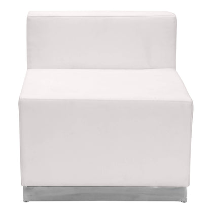 Flash Furniture ZB-803-680-SET-WH-GG 3 PC White LeatherSoft Modular Reception Configuration w/Taut Back &Seat (Melrose White) - View 4