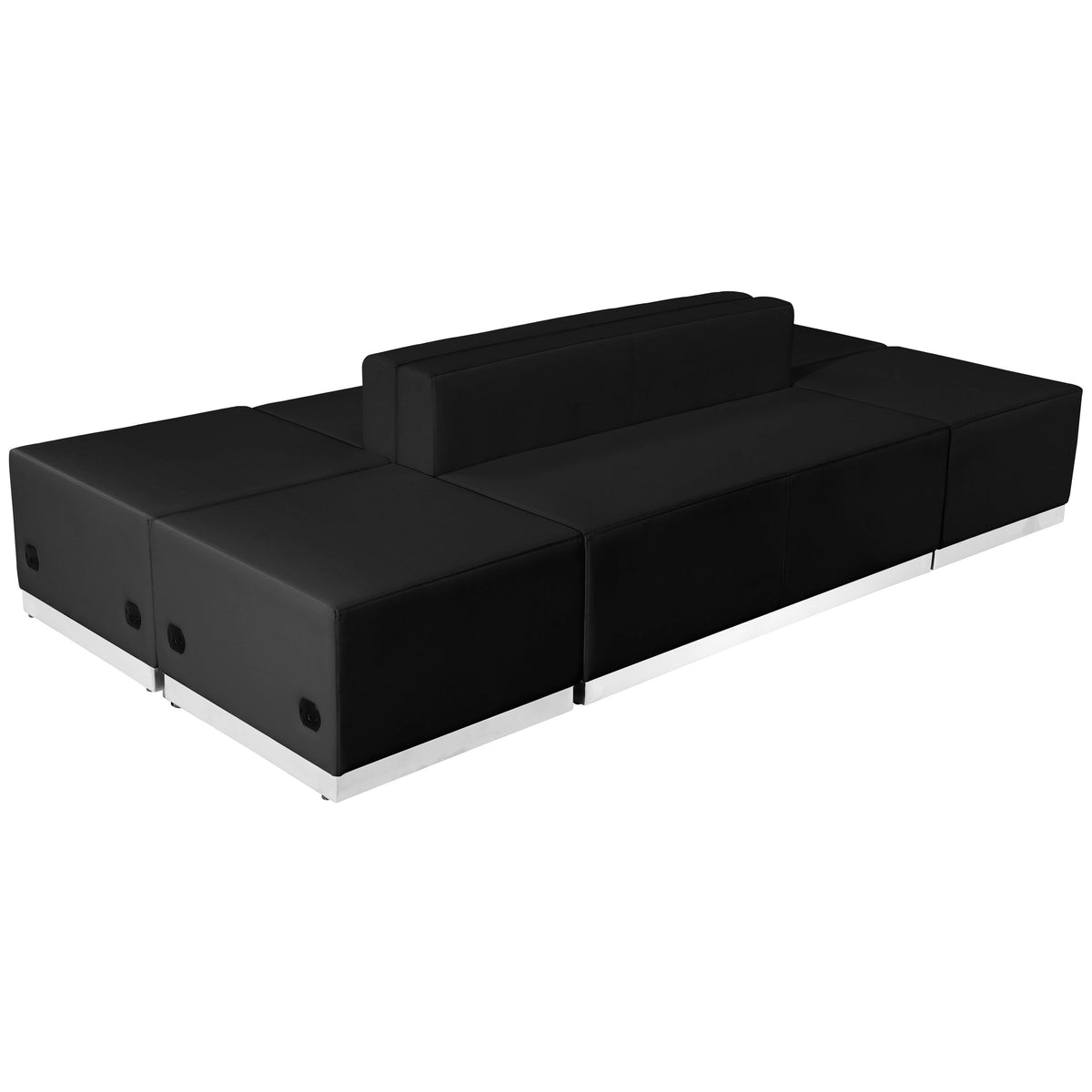 Flash Furniture ZB-803-690-SET-BK-GG 6 PC Black LeatherSoft Modular Reception Configuration w/Taut Back &Seat - Main view