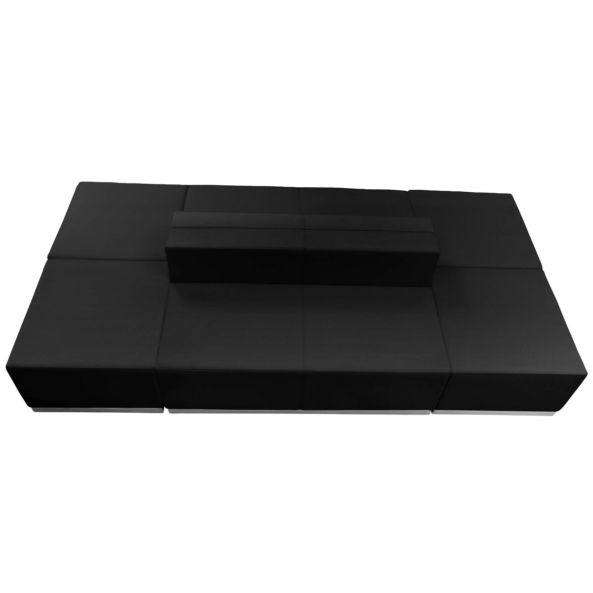 Flash Furniture ZB-803-690-SET-BK-GG 6 PC Black LeatherSoft Modular Reception Configuration w/Taut Back &Seat - View 6
