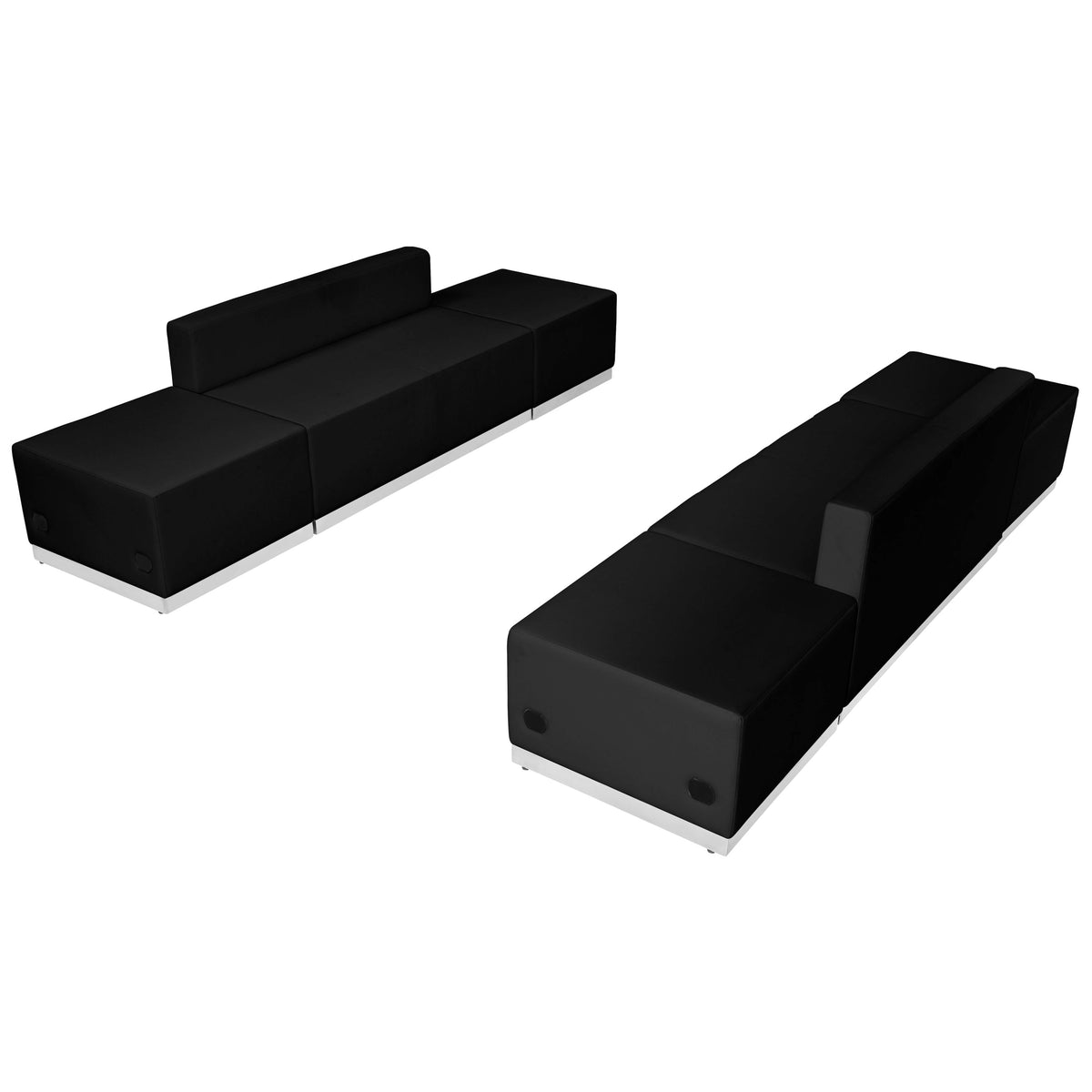 Flash Furniture ZB-803-700-SET-BK-GG 6 PC Black LeatherSoft Modular Reception Configuration w/Taut Back &Seat - Main view
