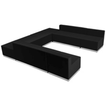 Flash Furniture ZB-803-710-SET-BK-GG 8 PC Black LeatherSoft Modular Reception Configuration w/Taut Back &Seat - Main view
