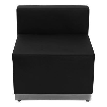 Flash Furniture ZB-803-710-SET-BK-GG 8 PC Black LeatherSoft Modular Reception Configuration w/Taut Back &Seat - View 3