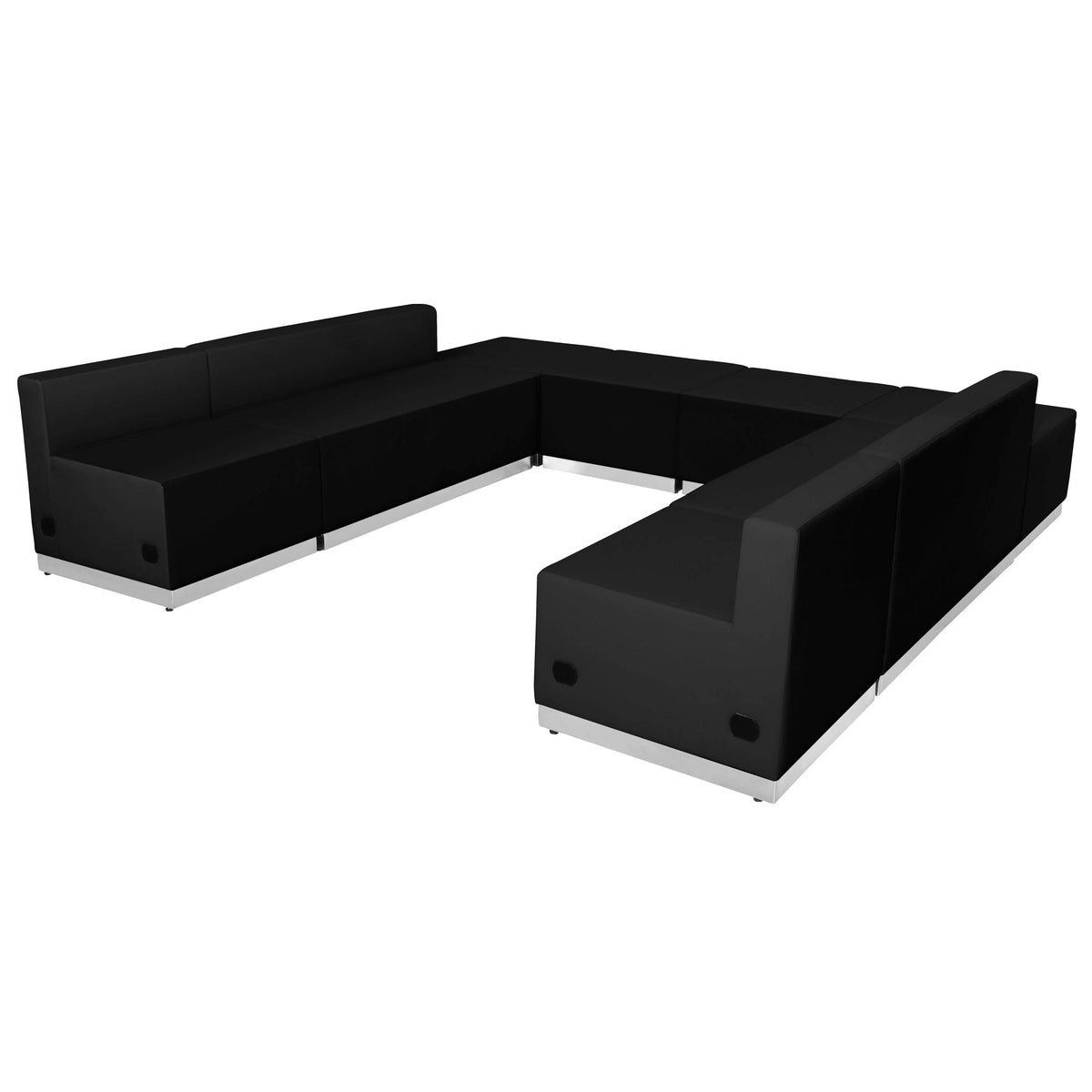 Flash Furniture ZB-803-710-SET-BK-GG 8 PC Black LeatherSoft Modular Reception Configuration w/Taut Back &Seat - View 6