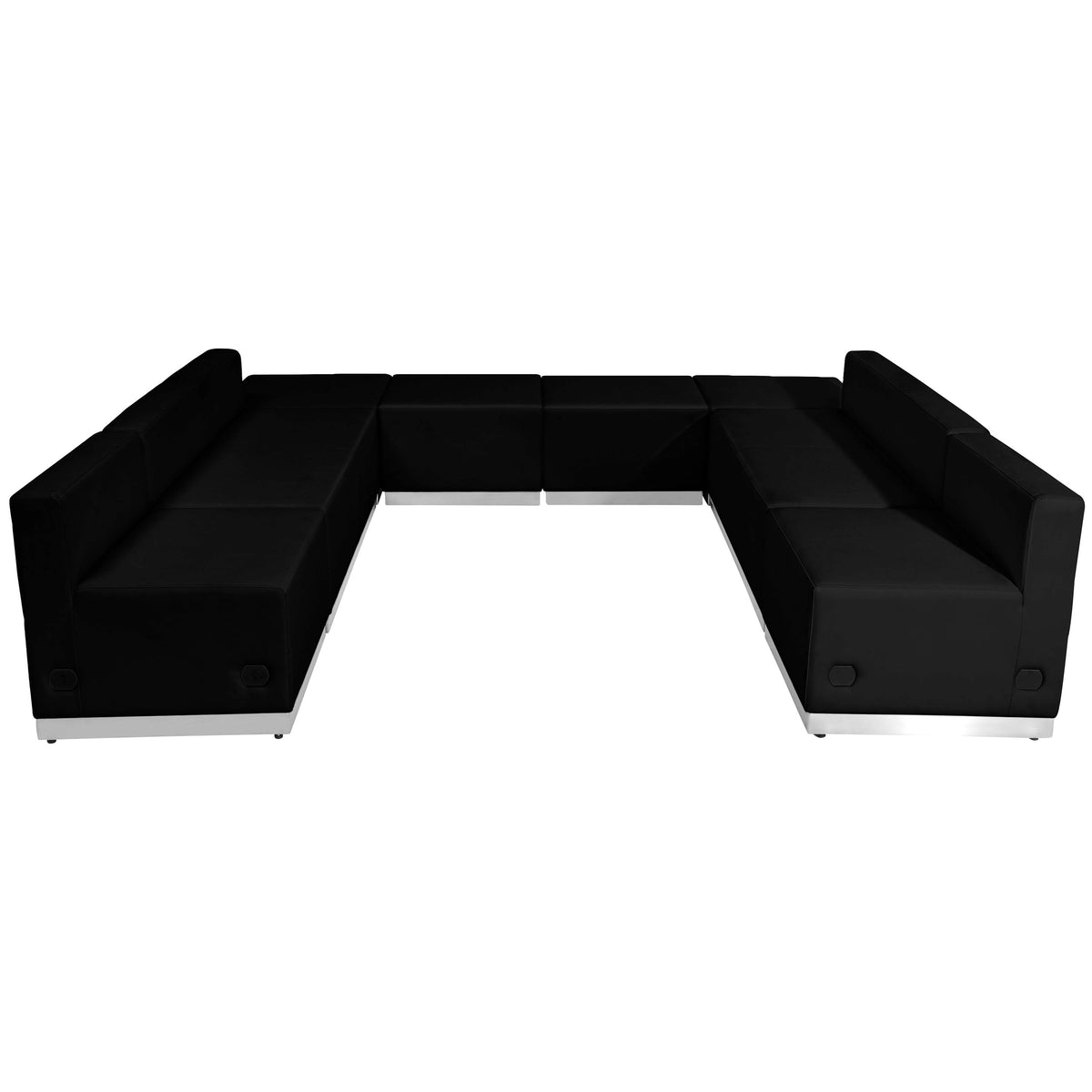 Flash Furniture ZB-803-710-SET-BK-GG 8 PC Black LeatherSoft Modular Reception Configuration w/Taut Back &Seat - View 7