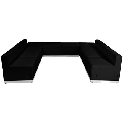 Flash Furniture ZB-803-710-SET-BK-GG 8 PC Black LeatherSoft Modular Reception Configuration w/Taut Back &Seat - View 7
