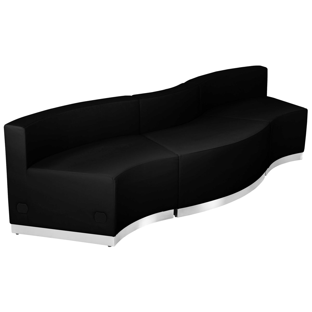 Flash Furniture ZB-803-720-SET-BK-GG 3 PC Black LeatherSoft Modular Reception Configuration w/Taut Back &Seat - Main view
