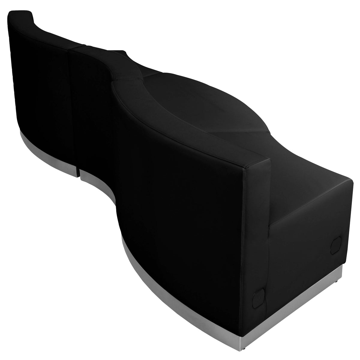 Flash Furniture ZB-803-720-SET-BK-GG 3 PC Black LeatherSoft Modular Reception Configuration w/Taut Back &Seat - View 3