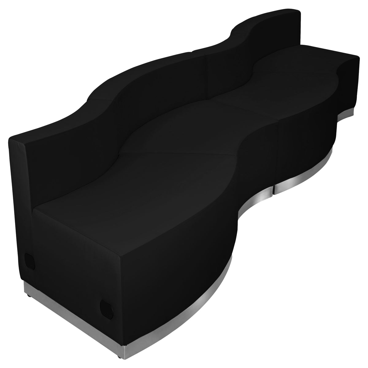 Flash Furniture ZB-803-730-SET-BK-GG 4 PC Black LeatherSoft Modular Reception Configuration w/Taut Back &Seat - Main view