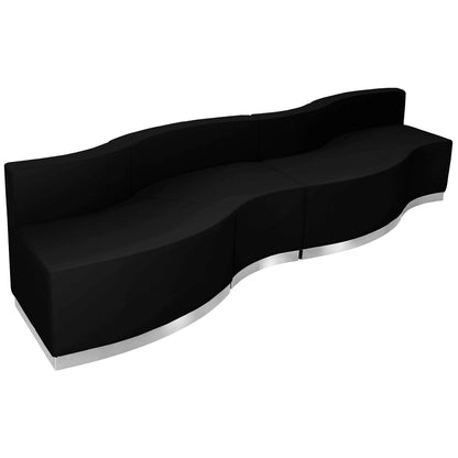 Flash Furniture ZB-803-730-SET-BK-GG 4 PC Black LeatherSoft Modular Reception Configuration w/Taut Back &Seat - View 6